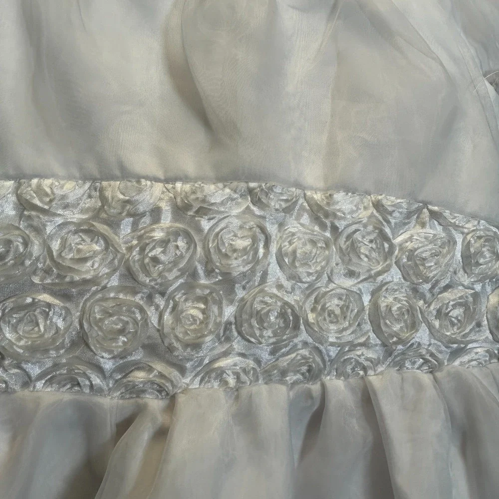 Jona Michelle Girls 8 White Formal Dress Wedding Flower Communion Tulle Roses